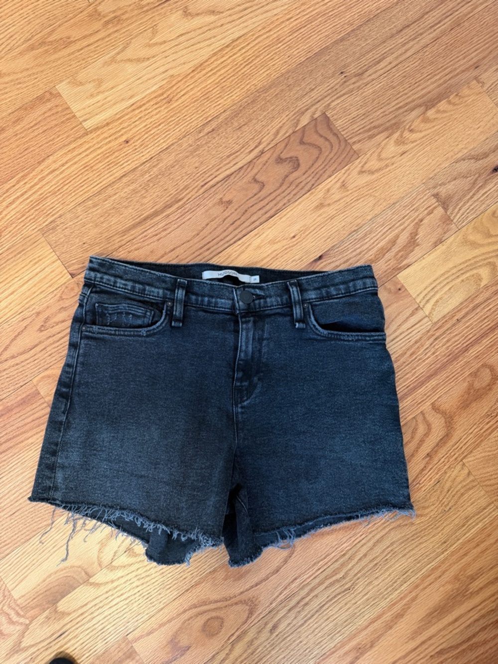 Hudson Jeans Black Denim Shorts with Frayed Hem